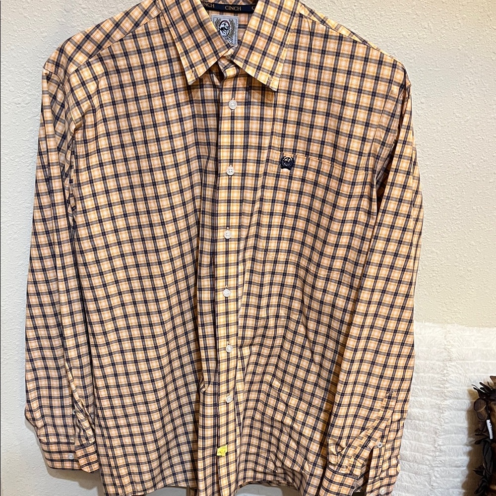 Cinch Men's Plaid Shirt - Yellow and Blue